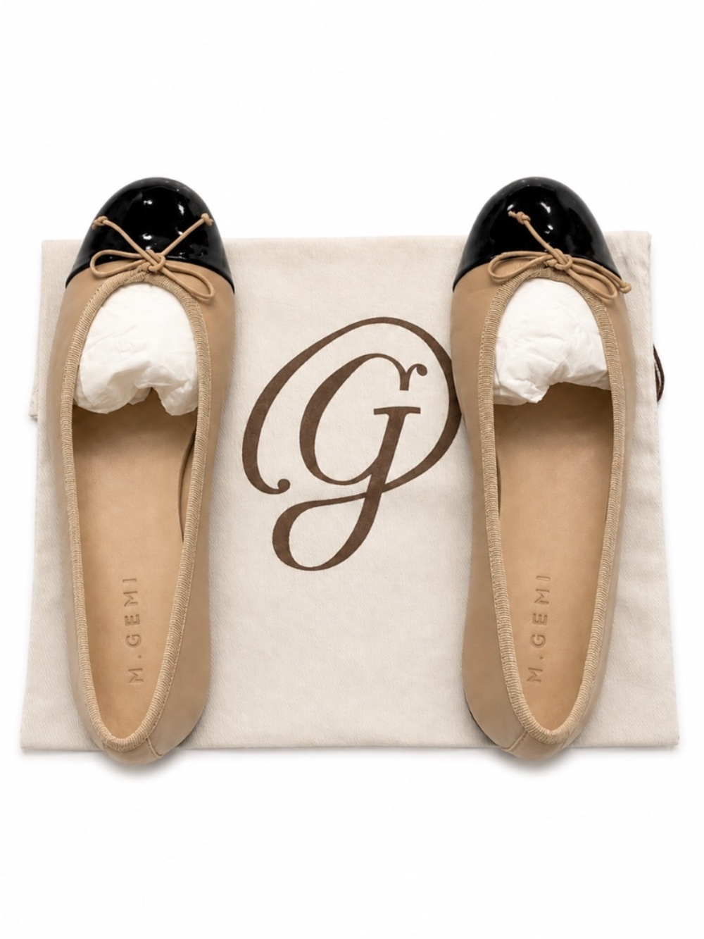 ***NEW*** M Gemi The Rosa, Beige Nappa and Black, Size 40 (EU)/9 (US)